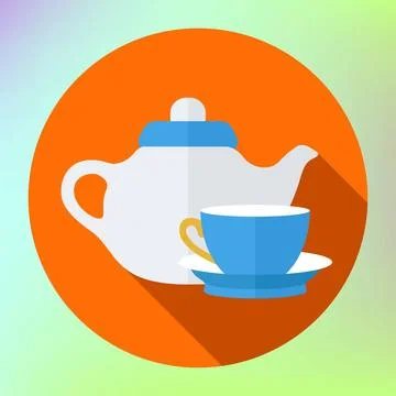 Teapot cup icon. Kettle Tea teapot and cup icon. Kettle and cup. Flat desi... Stock Photos