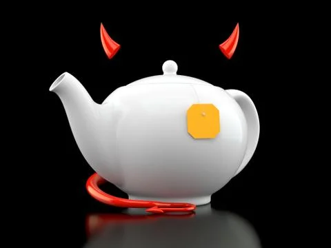 Teapot with devil horns and tail Stock Illustration