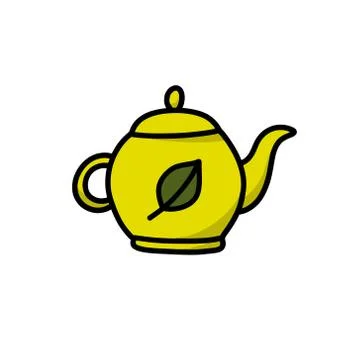 Teapot doodle icon, vector color line illustration Stock Illustration