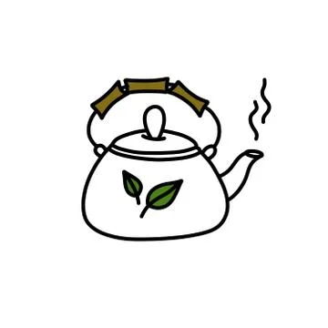 Teapot doodle icon, vector color illustration Stock Illustration