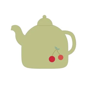 Teapot with a drawing for tea drinking on a white background. Stock Illustration