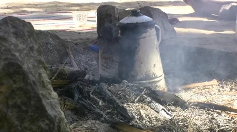 Teapot on the fire Stock-Footage 53080698