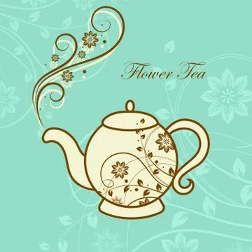 Teapot with floral design elements. Illustrazione stock