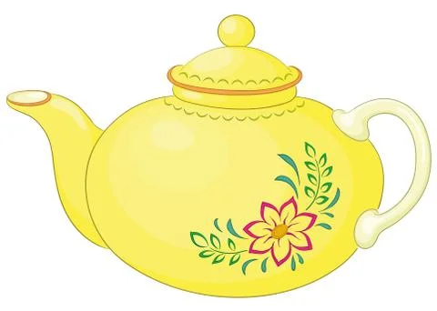 Teapot with flower pattern Stock Illustration