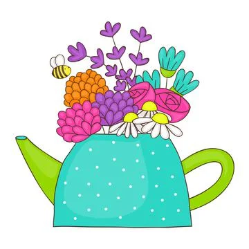 Teapot with flowers Stock Illustration