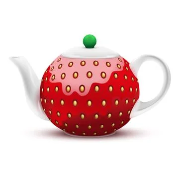 Teapot in the form of a large strawberry. vector illustration. 스톡 일러스트
