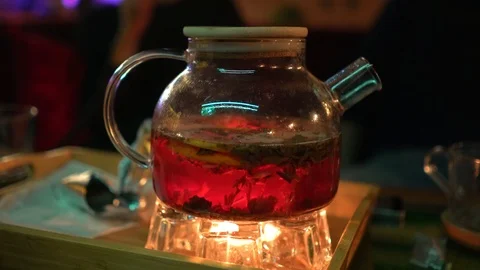 Teapot with fruit tea Stock Footage 104680703