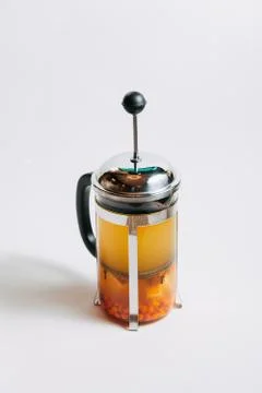 Teapot with fruit tea Stock Photos