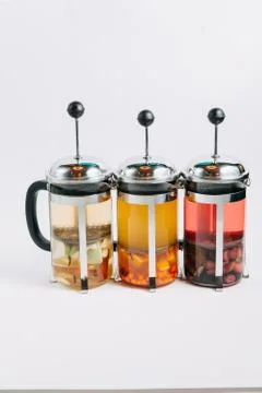 Teapot with fruit tea Stock Photos