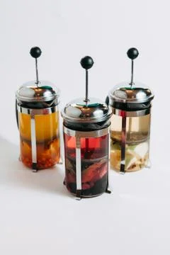 Teapot with fruit tea Stock Photos