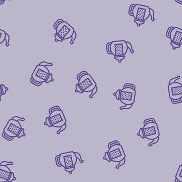 Teapot glass package line vector seamless pattern Stock Illustration
