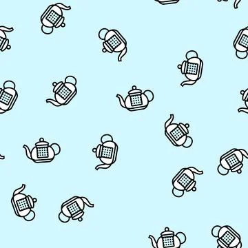 Teapot glass package vector seamless pattern 스톡 일러스트