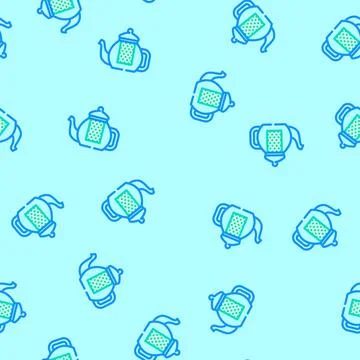 Teapot glass package vector seamless pattern Stock Illustration