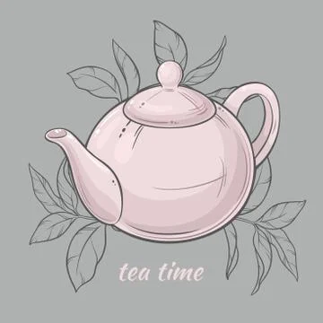 Teapot on grey background Stock Illustration