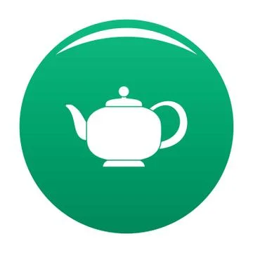 Teapot with handle icon vector green Illustration