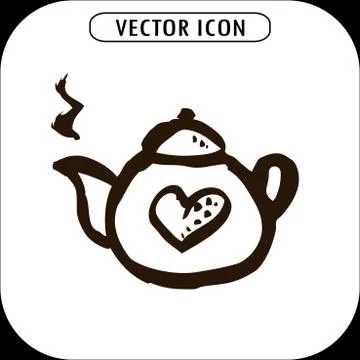 Teapot with heart Stock Illustration