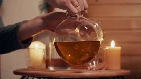 Teapot with hot tea. Stock Footage 257231665