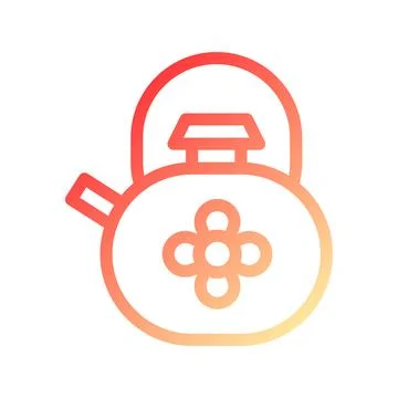 Teapot Icon Gradient Style with Flower Design Stock Illustration