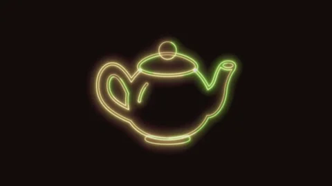 Teapot Icon Neon Seamless Loop 4K (Black Background) Stock Footage 310360887