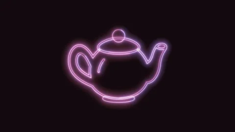 Teapot Icon Neon Seamless Loop with Black Background 4K Stock Footage 311303602