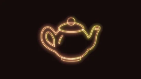 Teapot Icon Neon Seamless Loop with Black Background 4K Stock Footage 311432613