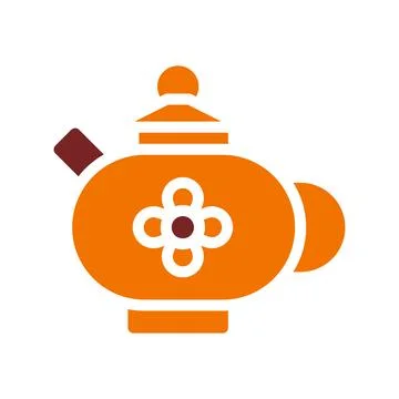 Teapot icon solid orange brown colour chinese new year symbol perfect. Illustrazione stock
