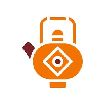 Teapot icon solid orange brown colour chinese new year symbol perfect. 스톡 일러스트