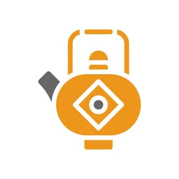 Teapot icon solid style orange grey colour chinese new year symbol perfect. Stock Illustration