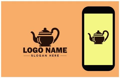 Teapot icon Tea kettle Tea urn flat logo sign symbol editable vector Stock Illustration