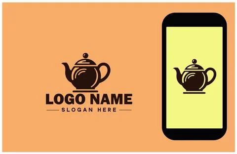 Teapot icon Tea kettle Tea urn flat logo sign symbol editable vector Illustrazione stock