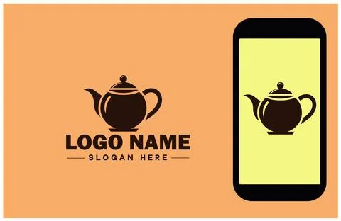 Teapot icon Tea kettle Tea urn flat logo sign symbol editable vector Stock Illustration