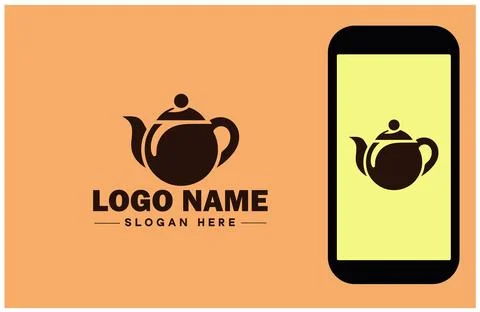 Teapot icon Tea kettle Tea urn flat logo sign symbol editable vector Stock Illustration