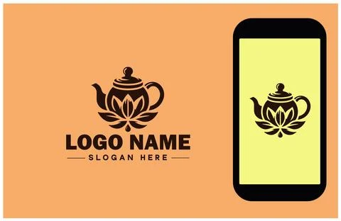 Teapot icon Tea kettle Tea urn flat logo sign symbol editable vector Stock Illustration