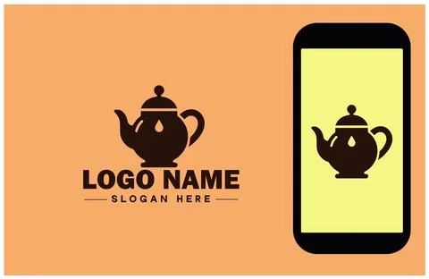 Teapot icon Tea kettle Tea urn flat logo sign symbol editable vector Stock Illustration