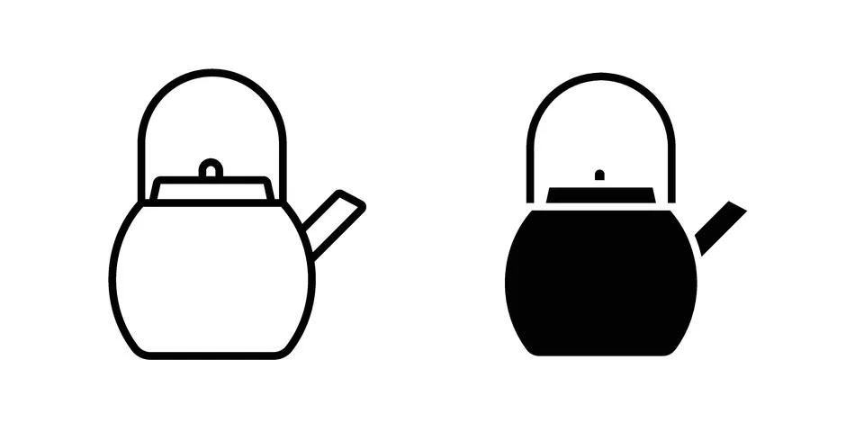 Teapot icon vector concepts, line and silhouette style Stockillustratie