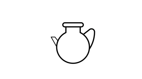 Teapot icon in vector format, depicting a stylized design with a rounded bo.. Stock Footage 332763395
