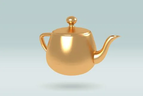 Teapot isolated vector 3d icon. golden teapot 3d illustration. Stock Illustration