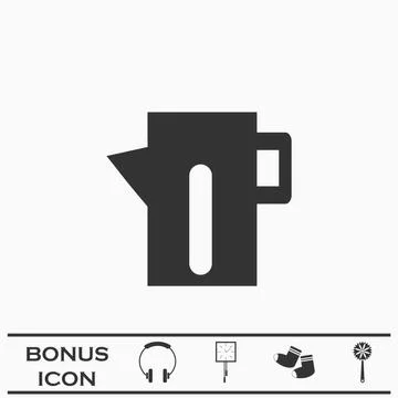 Teapot kettle icon flat. Stock Illustration