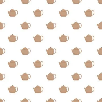 Teapot kitchenware beverage seamless pattern background Stock Illustration