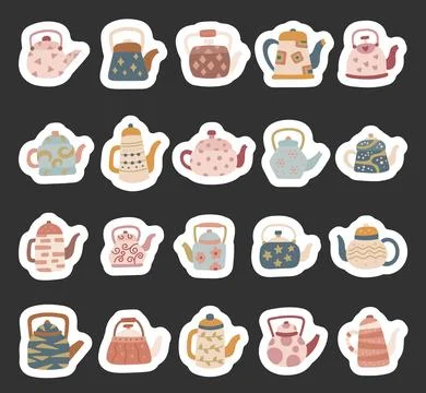 Teapot kitchenware set in scandinavian style Stock Illustration
