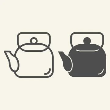 Teapot line and solid icon. Tea kettle symbol, outline style pictogram on beige Stock Illustration