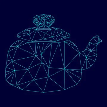 Teapot low poly triangulation triangulated polygonal electric cyan blue vibra Stock Illustration