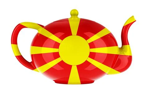 Teapot with Macedonian flag, 3D rendering Stock Illustration