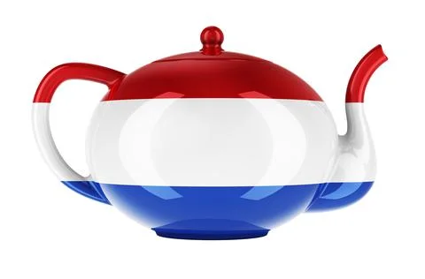 Teapot with the Netherlands flag, 3D rendering Stock Illustration
