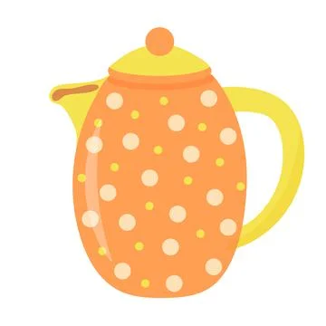 Teapot or kettle. Decorative kitchen tool, household utensil. Ceramic drinkwa Illustrazione stock