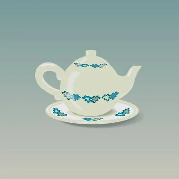 Teapot with ornament Stock Illustration