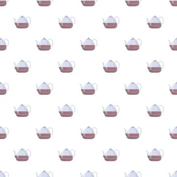 Teapot pattern with brewing tea beverage background Stock Illustration