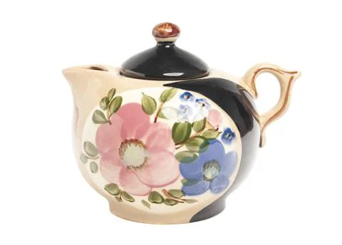 Teapot with pattern isolated in white background. Stock Photos