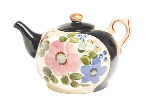 Teapot with pattern isolated in white background. Stock Photos