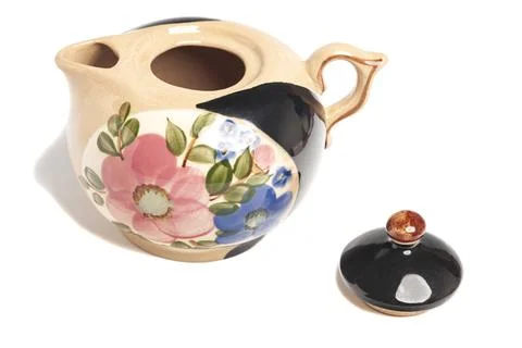 Teapot with pattern isolated in white background. Stock Photos